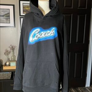Coach Black and Blue Logo Hoodie for Men